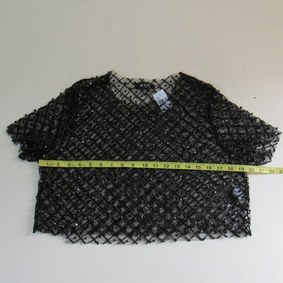 Julia By love J Short Sleeve Sheer Embellished Mesh Crop Top Juniors Size XL - Picture 4 of 4